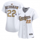 Women's Los Angeles Dodgers #22 Clayton Kershaw White 2025 Gold Collection Limited Stitched Baseball Jersey