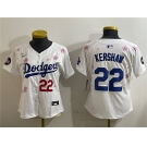 Women's Los Angeles Dodgers #22 Clayton Kershaw White 2025 Tokyo Series Limited Stitched Baseball Jersey