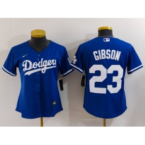 Women's Los Angeles Dodgers #23 Kirk Gibson Blue Cool Base Stitched Jersey