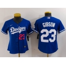 Women's Los Angeles Dodgers #23 Kirk Gibson Number Blue Cool Base Stitched Jersey