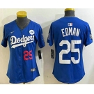 Women's Los Angeles Dodgers #25 Tommy Edman Number Blue 2024 World Series With Fernando 34 Fashion Limited Stitched Jersey