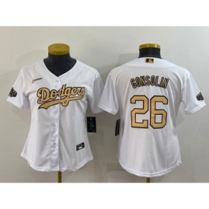 Women's Los Angeles Dodgers #26 Tony Gonsolin White 2022 All Star Stitched Cool Base Nike Jersey