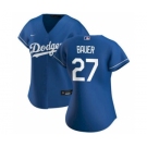 Women's Los Angeles Dodgers #27 Trevor Bauer Royal Alternate Stitched 2021 Baseball Jersey