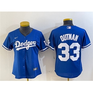 Women's Los Angeles Dodgers #33 James Outman Royal Cool Base Stitched Baseball Jersey