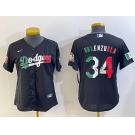 Women's Los Angeles Dodgers #34 Fernando Valenzuela Authentic Collection Stitched MLB Jersey