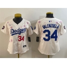 Women's Los Angeles Dodgers #34 Fernando Valenzuela Cream 2025 Tokyo Series Limited Stitched Baseball Jersey