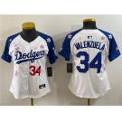 Women's Los Angeles Dodgers #34 Fernando Valenzuela White Royal 2025 Tokyo Series Limited Stitched Baseball Jersey