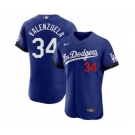 Women's Los Angeles Dodgers #34 Toro Valenzuela 2021 Royal City Connect Flex Base Stitched Baseball Jersey