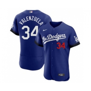 Women's Los Angeles Dodgers #34 Toro Valenzuela 2021 Royal City Connect Flex Base Stitched Baseball Jersey