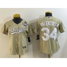 Women's Los Angeles Dodgers #34 Toro Valenzuela Cream 2024 World Series Cool Base Stitched Baseball Jersey