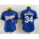 Women's Los Angeles Dodgers #34 Toro Valenzuela blue Gold 2024 World Series With Fernando Memorial Patch Limited Stitched Baseball Jersey
