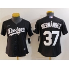 Women's Los Angeles Dodgers #37 Teoscar Hernandez Black Cool Base Stitched Jersey