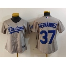 Women's Los Angeles Dodgers #37 Teoscar Hernandez Grey Cool Base Stitched Jersey