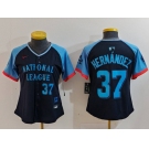 Women's Los Angeles Dodgers #37 Teoscar Hernandez Number Navy 2024 All Star Limited Stitched Jersey