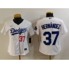 Women's Los Angeles Dodgers #37 Teoscar Hernandez Number White Cool Base Stitched Jersey