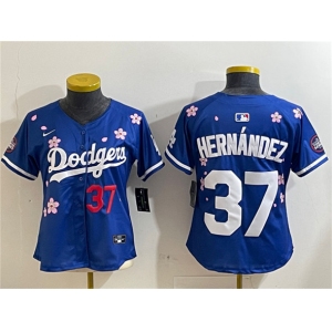 Women's Los Angeles Dodgers #37 Teoscar Hernández Royal 2025 Tokyo Series Limited Stitched Baseball Jersey