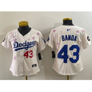 Women's Los Angeles Dodgers #43 Anthony Banda Cream 2025 Tokyo Series Limited Stitched Baseball Jersey