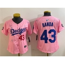 Women's Los Angeles Dodgers #43 Anthony Banda Pink 2025 Tokyo Series Limited Stitched Baseball Jersey