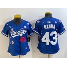 Women's Los Angeles Dodgers #43 Anthony Banda Royal 2025 Tokyo Series Limited Stitched Baseball Jersey