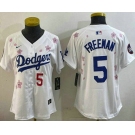 Women's Los Angeles Dodgers #5 Freddie Freeman White 2025 Tokyo Series Limited Jersey