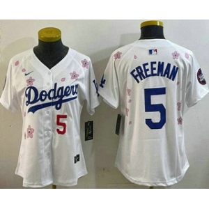 Women's Los Angeles Dodgers #5 Freddie Freeman White 2025 Tokyo Series Limited Jersey