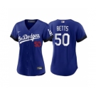 Women's Los Angeles Dodgers #50 Mookie Betts 2021 Royal City Connect Cool Base Stitched Baseball Jersey