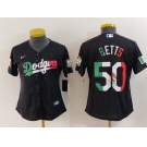 Women's Los Angeles Dodgers #50 Mookie Betts Mexico Black Cool Base Stitched Jersey