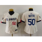 Women's Los Angeles Dodgers #50 Mookie Betts Number Cream 2024 City Connect Limited Stitched Jersey