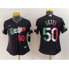 Women's Los Angeles Dodgers #50 Mookie Betts Number Mexico Black Cool Base Stitched Jersey