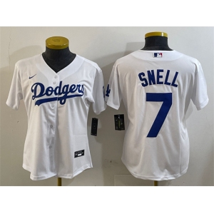 Women's Los Angeles Dodgers #7 Blake Snell White Cool Base Stitched Baseball Jersey