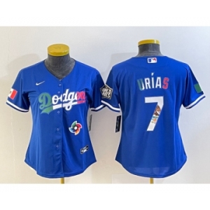 Women's Los Angeles Dodgers #7 Julio Urias Blue 2020 World Series Cool Base Nike Jersey1