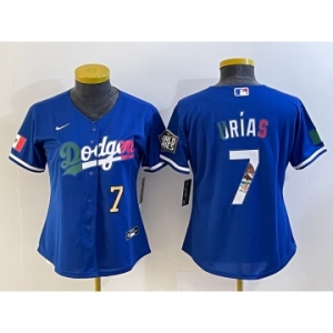 Women's Los Angeles Dodgers #7 Julio Urias Blue 2020 World Series Cool Base Nike Jersey4