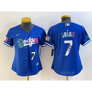 Women's Los Angeles Dodgers #7 Julio Urias Blue 2020 World Series Cool Base Nike Jersey6