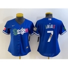 Women's Los Angeles Dodgers #7 Julio Urias Blue 2020 World Series Cool Base Nike Jersey