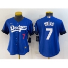 Women's Los Angeles Dodgers #7 Julio Urias Blue 2021 City Connect Number Cool Base Stitched Jersey