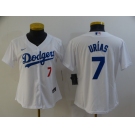 Women's Los Angeles Dodgers #7 Julio Urias White Stitched MLB Cool Base Nike Jersey