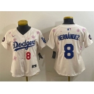 Women's Los Angeles Dodgers #8 Enrique Hernández Cream 2025 Tokyo Series Limited Stitched Baseball Jersey