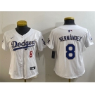 Women's Los Angeles Dodgers #8 Enrique Hernández White 2024 Jackie Robinson Patch Limited Stitched Baseball Jersey