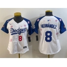 Women's Los Angeles Dodgers #8 Enrique Hernández White Royal 2025 Tokyo Series Limited Stitched Baseball Jersey(