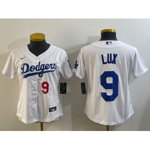 Women's Los Angeles Dodgers #9 Gavin Lux White Stitched Cool Base Nike Jerseys