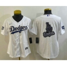 Women's Los Angeles Dodgers Big Logo White Gold Championship Stitched MLB Cool Base Nike Jerseys