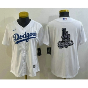 Women's Los Angeles Dodgers Big Logo White MLB Cool Base Nike Jersey