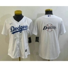 Women's Los Angeles Dodgers Big Logo White MLB Cool Base Nike Jerseys