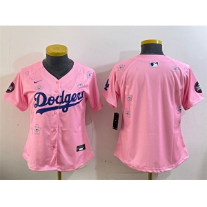 Women's Los Angeles Dodgers Blank Pink 2025 Tokyo Series Limited Stitched Baseball Jersey