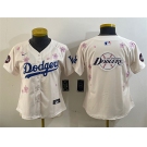 Women's Los Angeles Dodgers Team Big Logo Cream 2025 Tokyo Series Limited Stitched Baseball Jersey