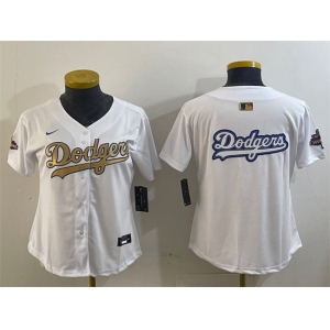 Women's Los Angeles Dodgers Team Big Logo White 2025 Gold Collection Limited Stitched Baseball Jersey