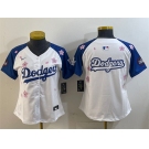 Women's Los Angeles Dodgers Team Big Logo White Royal 2025 Tokyo Series Limited Stitched Baseball Jersey