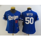 Women's Nike Los Angeles Dodgers #50 Mookie Betts Blue Champions Authentic Jersey