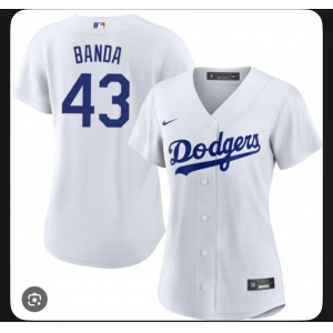 Womens's Los Angeles Dodgers #43 Anthony Banda White Cool Base Stitched Baseball Jersey