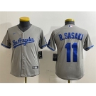 Youth Los Angeles Dodgers #11 Roki Sasaki Grey Cool Base Stitched Baseball Jerseys